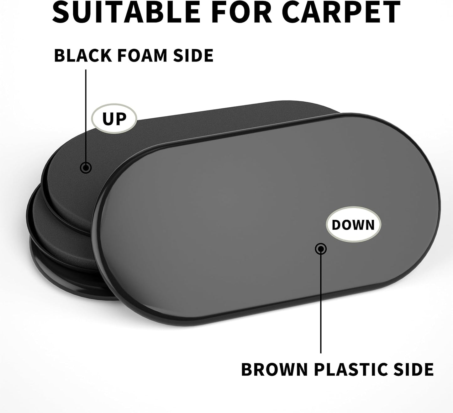 Furniture Sliders for Carpet – 8 Pcs 9.5" Beige Movers | Durable sliders for furniture on carpet. Easy moving pads glide over rug. Long-lasting for heavy furniture. Protects floors.