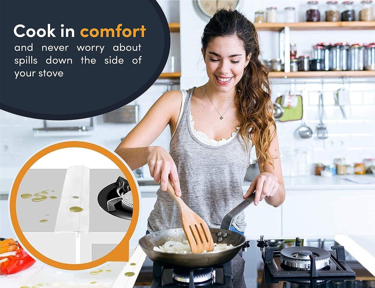 Linda’s Essentials Silicone Stove Gap Covers (2 Pack), Heat Resistant Oven Gap Filler Seals Spaces Between Stovetop and Counter, Easy to Clean Stove Side Guard (25 Inches, Clear)