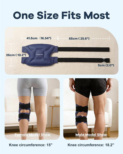 Knee Ice Pack Wrap for Pain Relief, 60-Min Long-Lasting Adjustable Compress | Reusable Gel Cold Therapy for Leg Injuries, Swelling, Knee Replacement Surgery, Arthritis, Meniscus Tear, ACL