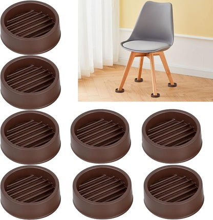 Rubber Non-Slip Furniture Pads, 2"x2" Casters Cup, Round, Brown, 8 PCS | Rubber Feet Floor Protector For Hardwood Floors, Prevent Scratching of The Floor, For Bed Sofa Table and Chair, Stopper