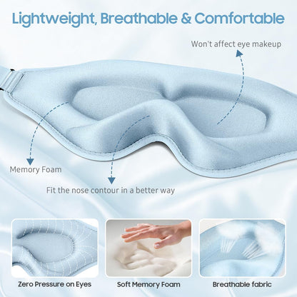 BeHoomi Sleep Mask, Premium Eye Mask for Sleeping, Total Blackout, Super Soft Comfort, Adjustable Fit, Upgraded 3D Ergonomic Designed Sleeping Mask for Home, Office, Travel, Meditation, Yoga, Pink
