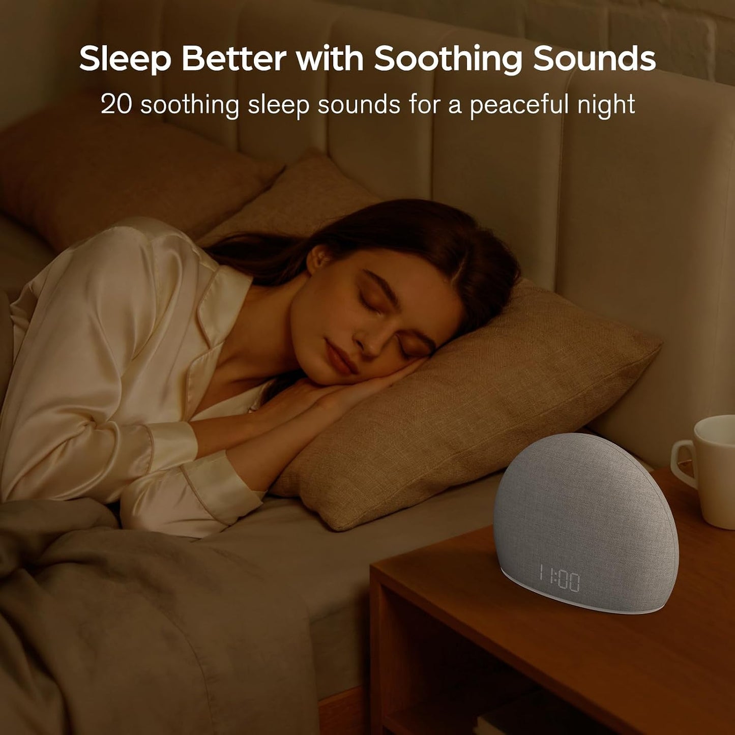 HOUSBAY Sunrise Alarm Clock with White Noise Sound Machine for Bedroom | Wake-Up Light, 5 Gentle Alarm Sounds, 20 Soothing Sleep Sounds, Dimmable Display, Phone-Free Bedside Clock