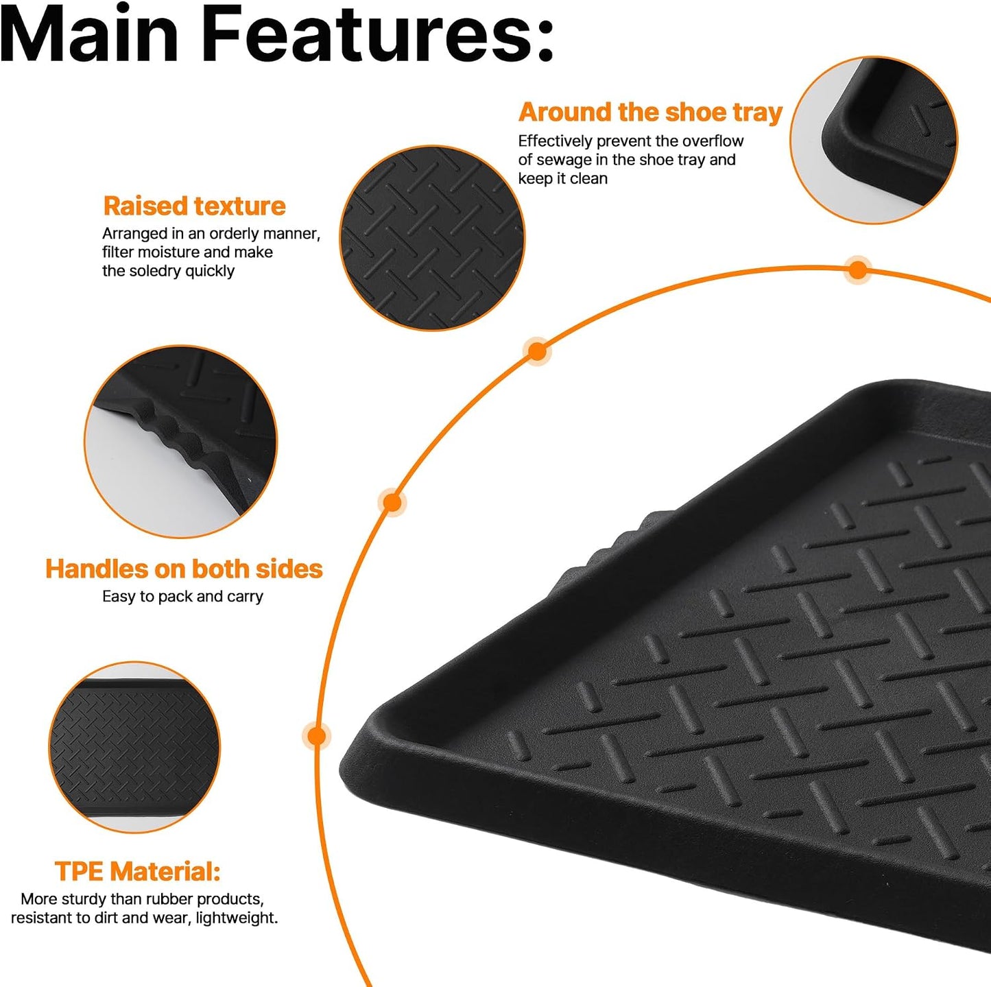 Boot Tray TPE Rubber Shoe Mat Tray for Entryway with Shoes Brush Large Boot mat Tray Multi-Purpose for Indoor or Outdoor Entryway Mat Shoe Cleaning Mat Entryway Shoe Storage 16.1x28.3Inches (Black)