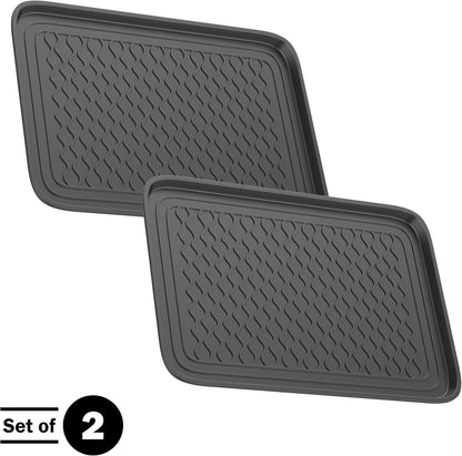 Stalwart All-Weather Outdoor or Indoor Boot Tray, Black | Weather-Resistant Hard Plastic Shoe Mat with Raised Edge for Deck, Patio, or Entryway Decor