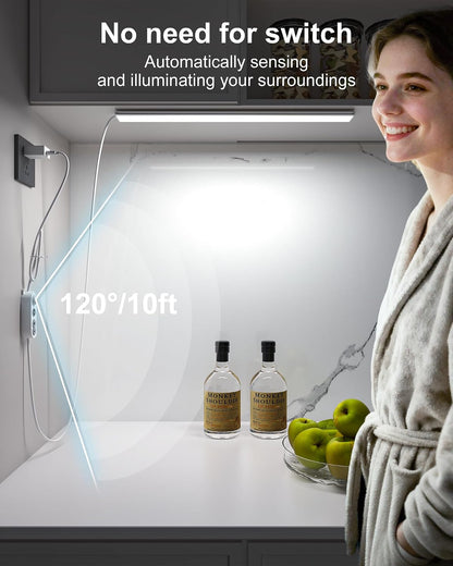 ASOKO Motion Sensor Dimmable Led Under Cabinet Light, 12" Cool White | ASOKO Motion Sensor Dimmable Led Under Cabinet Light, 12" Plug in Cool White 6000K Bar for Kitchen Counter Closet