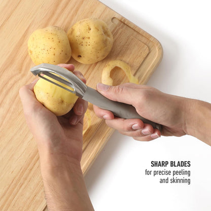 Calphalon Stainless Steel Vegetable Peeler with Swivel Blade, Ergonomic Non-Slip Grip Handle for Fruits & Vegetables, Kitchen Peeler for Smooth Peeling & Meal Prep