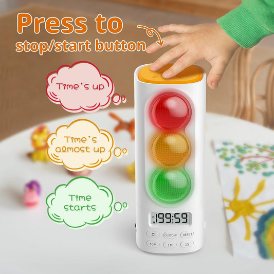 Digital Traffic Light Timer, Custom Countdown, ADHD Tool, Volume & 4 Rings