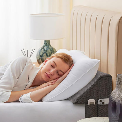 Bedluxe King Bed Wedge Pillow for Headboard, Fill The Gap (0-7")