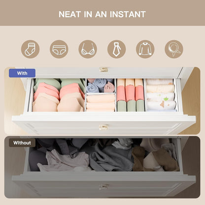Drawer Organizer Clothes, 10 Pack Dresser Organizer for Baby Clothes, Underwear, Sock- Foldable Closet Organization and Storage Dividers Bins for Nursery, Bedroom (Beige)