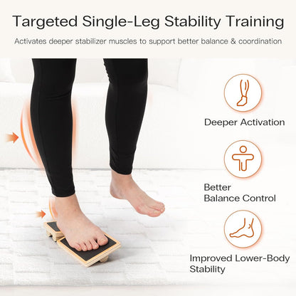 StrongTek Ankle Mobility Board, Wooden Single-Leg Balance Trainer, Non-Slip | Foot and Ankle Strength, Mobility and Control, Carry Bag and Exercise Guide Included, Compact for Home, Gym and Travel