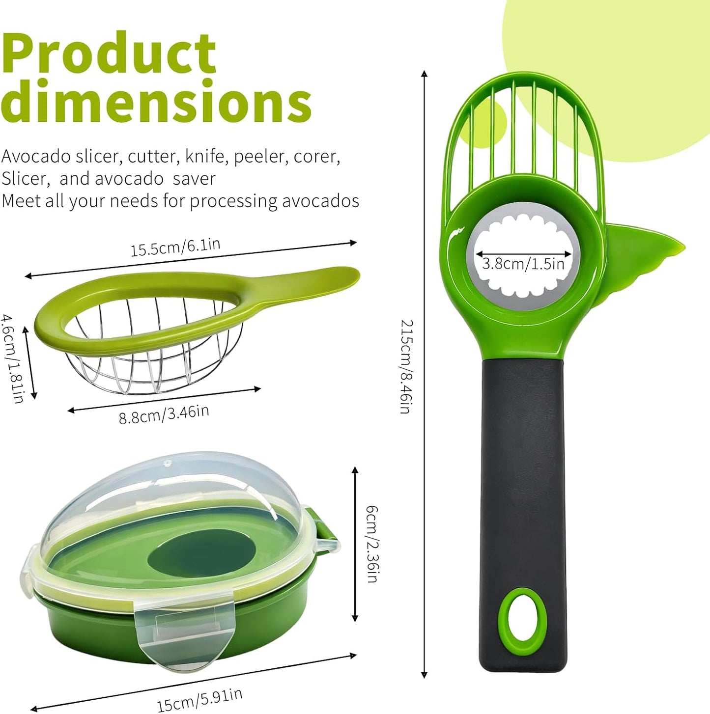 3 Set Avocado Slicer,Includes Avocado Slicer Tool 3 in 1, Avocado Cutter and Avocado Saver,Dishwasher Safe Tool for Slicing, Dicing and Keeping Avocados Fresh
