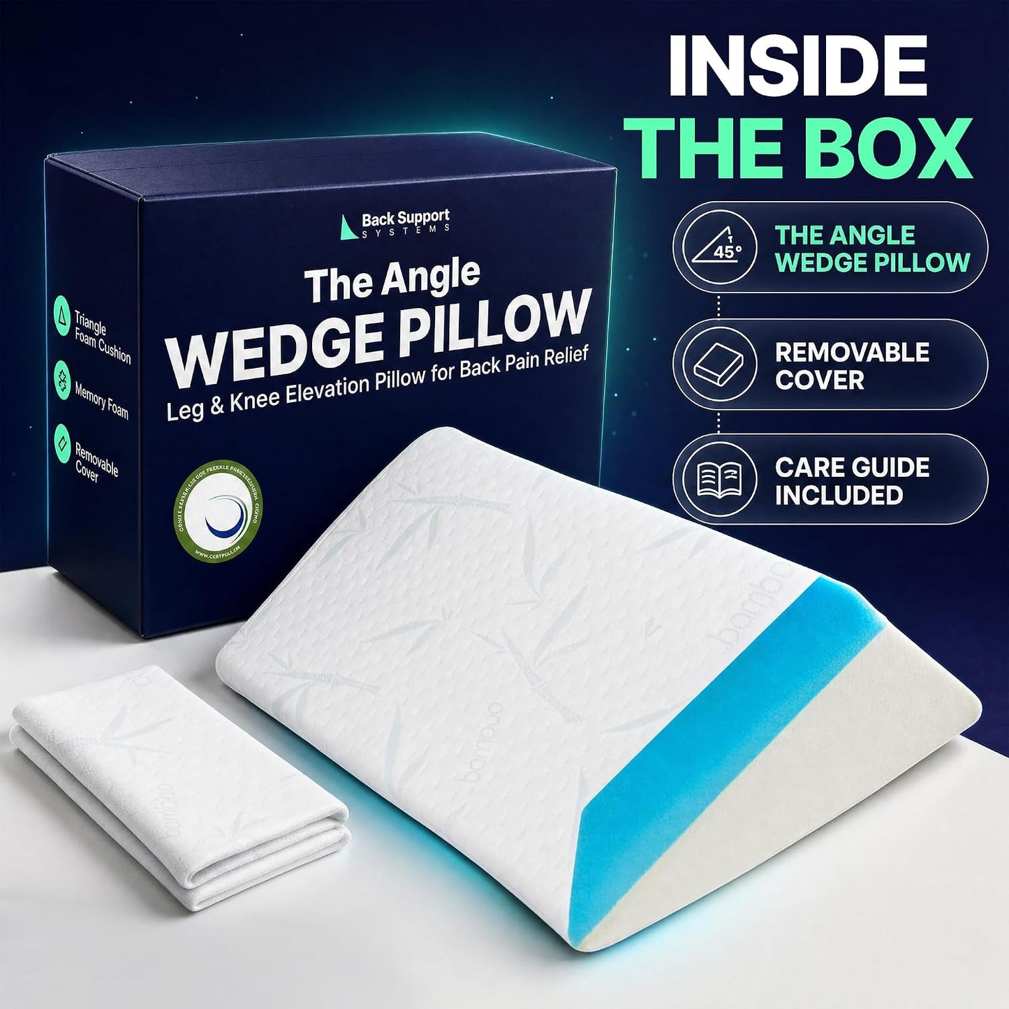 Back Support Systems The Angle Wedge Pillow – Leg & Knee Pillow Wedge for Sciatica Pain Relief, Body Pain, Lumbar Decompression – Sherpa Cover & Foam Cushion Bed Bolster for Lower Back Support, Large