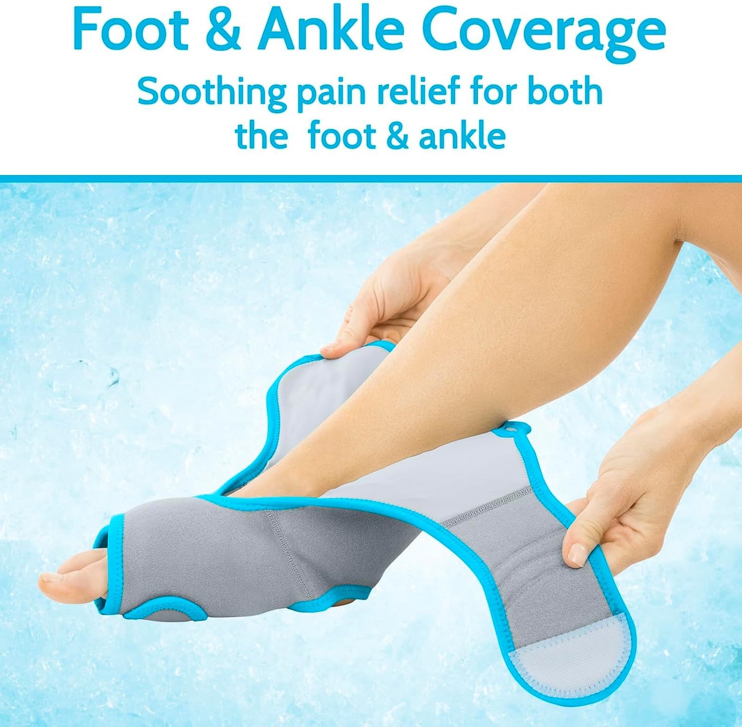 Vive Ankle Ice Pack Wrap - Foot Cold/Hot Compression Brace - Adjustable | Freeze Support for Cooling/Heating Achilles Injuries, Tendonitis, Plantar Fasciitis, Sore Feet, Inflammation, Muscle Sprain