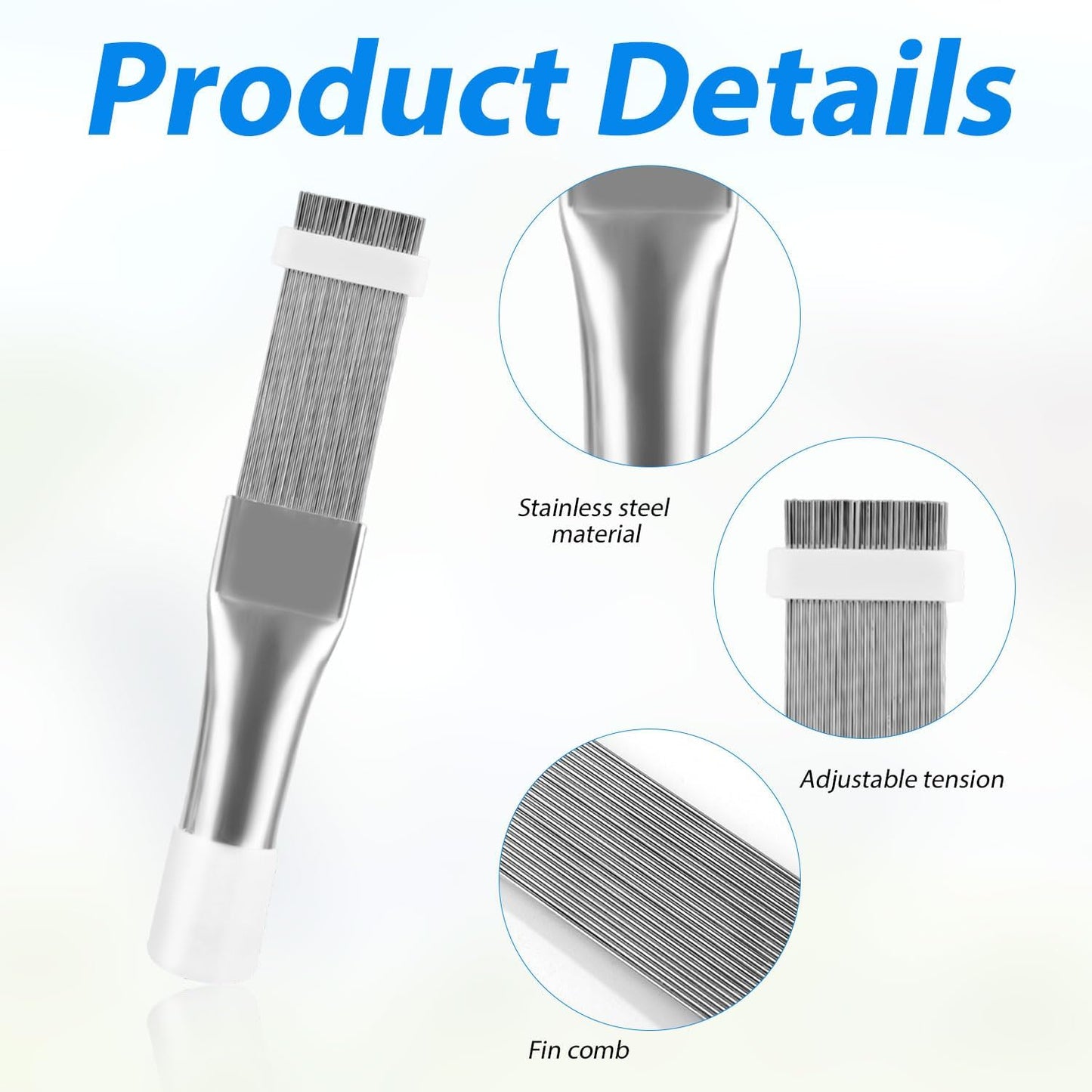 PEUTIER 3pcs Air Conditioner Fin Cleaning Brush, HVAC Conditioner Condenser Cleaner Stainless Steel Refrigerator Coil Cleaning Brush AC Fin Comb Evaporator Radiator Fin Repair Fridge Cleaning Tool