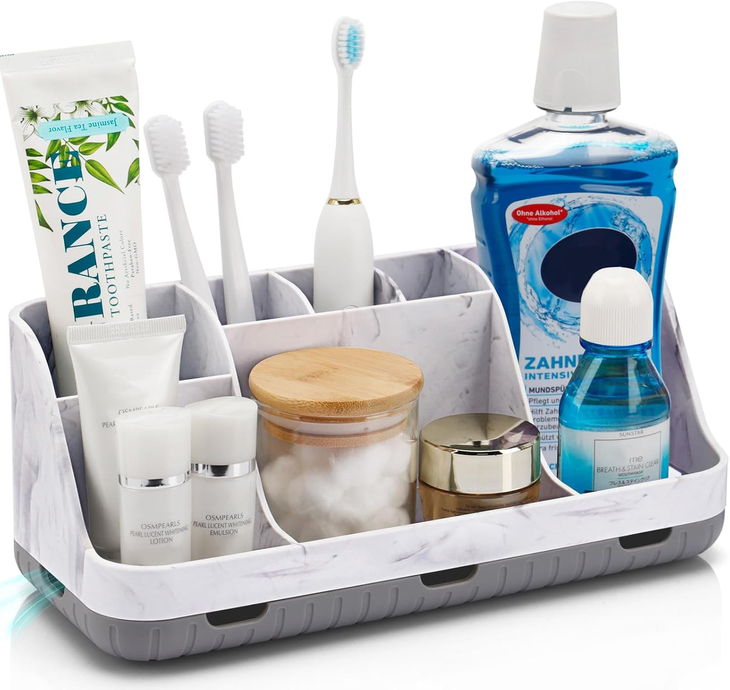 GFWARE Black Toothbrush Holder - 7 Slots Bathroom Organizer Countertop with Drainage Matte Black Electric Toothbrush and Toothpaste Holder for Bathroom Accessories Organization Vanity Sink Storage | Detachable 7 Slots Matte Black Kid Electric Toothbrush