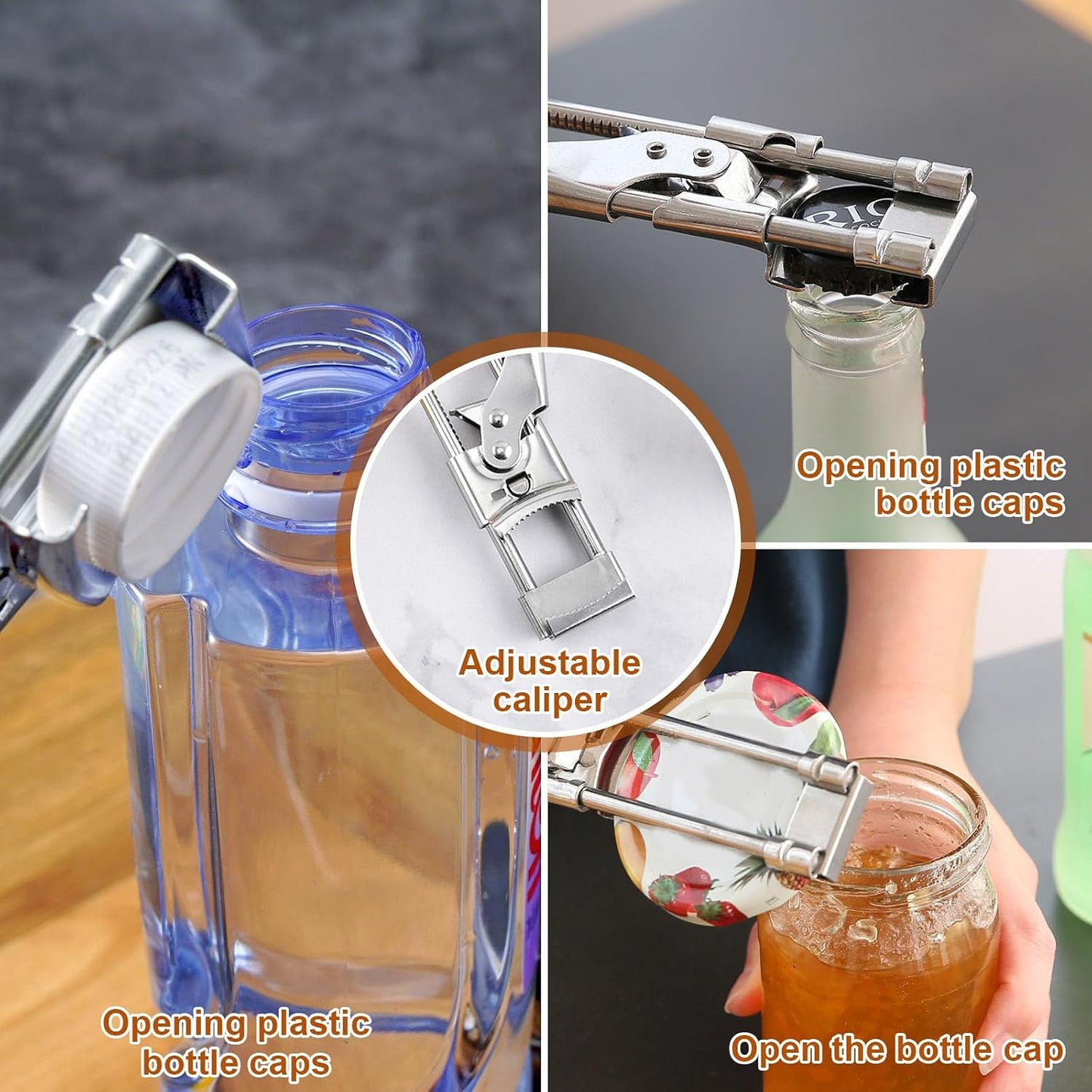 Under Cabinet Jar Opener, Bottle Openers for Seniors, Comes with 1 Stainless Steel Jar Lid Opener, Easy to Grip, Easily Twists off Lids of Any Size, Essential Kitchen Gadgets for Home Help