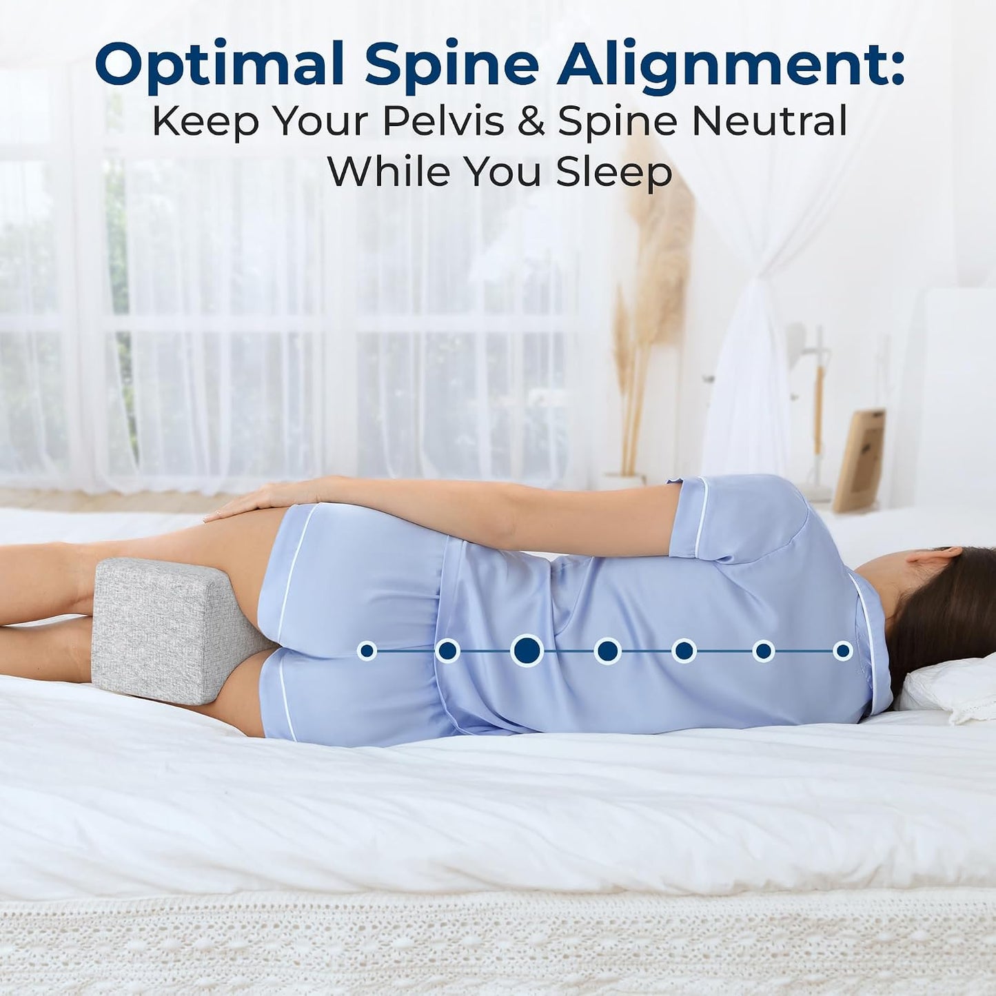 5 STARS UNITED Knee Pillow for Side Sleepers - Hip Pain Relief, Memory Foam Leg Cushion for Side Sleeping - Between Legs Pillow for Sciatica & Lower Back Pain, White
