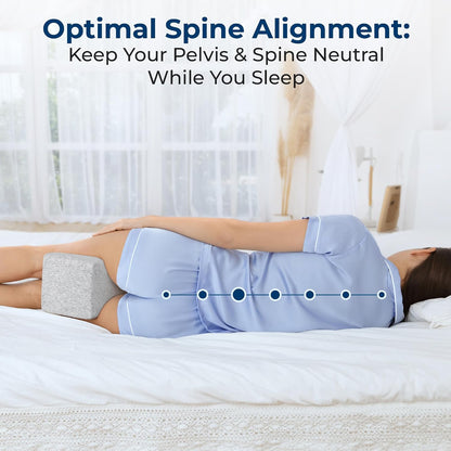 5 STARS UNITED Knee Pillow for Side Sleepers - Hip Pain Relief, Memory Foam Leg Cushion for Side Sleeping - Between Legs Pillow for Sciatica & Lower Back Pain, White