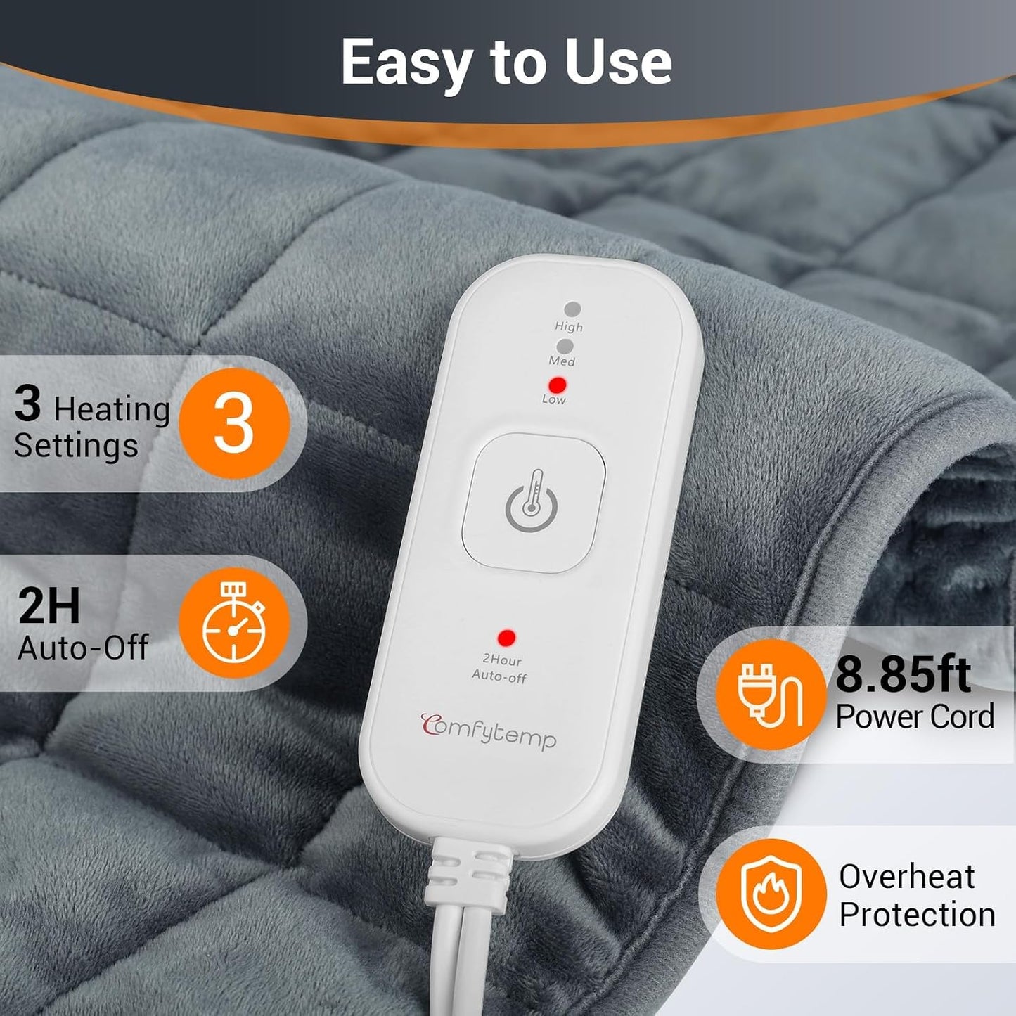 Comfytemp Weighted Large Heating Pad 17"×33" for Back & Period, FSA Eligible Far Infrared Electric Heat Pad, Fathers Day Gift for Dad Men, HSA King Size Heated Pad with Evenly Filling Ceramic Bead