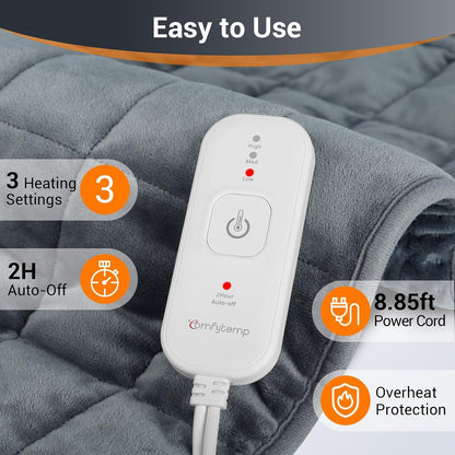 Comfytemp Weighted Large Heating Pad 17"×33" for Back & Period, FSA Eligible Far Infrared Electric Heat Pad, Fathers Day Gift for Dad Men, HSA King Size Heated Pad with Evenly Filling Ceramic Bead