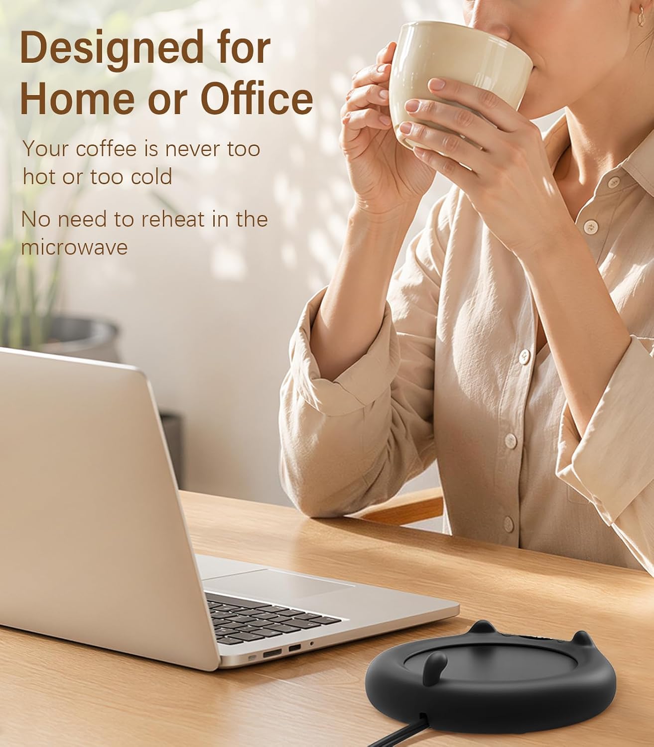Supsonic Coffee Mug Warmer, Cup Warmer for Desk with 4 Temp Settings | Fast heating beverage, 2-12h Auto shut-off, Constant temperature, Smart gift for women men, Works with tea, milk, candle
