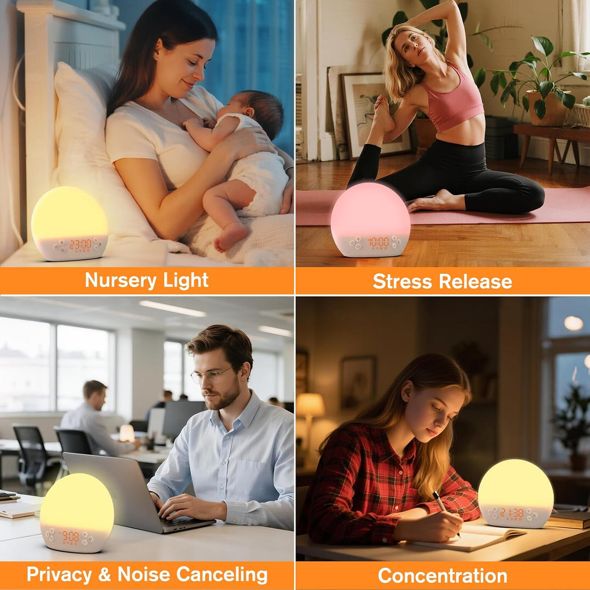 Sunrise Alarm Clock Wake up Light White Noise Sound Machine with Timer