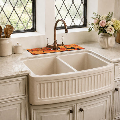 Light Brown White Checkered Kitchen Sink Splash Guard Faucet Mat,Faucet Non-Slip Absorbent Mat,Farmhouse Sink Splash Guard Behind Faucet for Kitchen Bathroom, 15"x5.5"