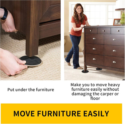 Furniture Sliders for Carpet, new space 8 Pcs 5" Round Sliders for Moving Furniture, Heavy-Duty Furniture Moving Sliders - Reusable Furniture Sliders, Move Your Furniture Quickly, Easily and Safe!