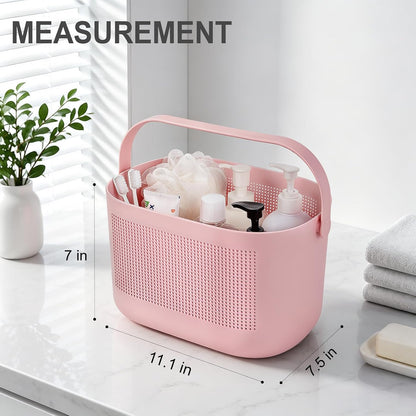 Plastic Portable Shower Caddy Basket, Storage Organizer with Handle, Yellow | Bottom Drain Holes, Keep Dry, Sturdy and Durable, Easy to Carry for Bathroom, Kitchen, Dorm Room, RV, College