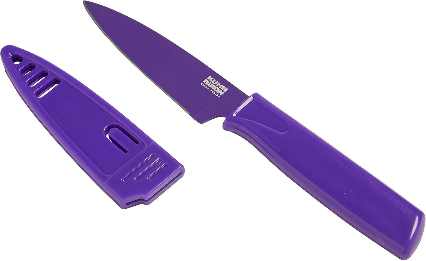 Kuhn Rikon Colori® Paring Knife – 4 Inch Japanese Stainless Steel, Nonstick Blade, Ergonomic Handle & Sheath, Yellow