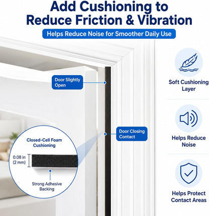 Weather Stripping Foam Tape 2 Rolls (1/2 in x 1/8 in x 16.4FT), Self Adhesive Door Seal for Small Gaps, Window Insulation, Draft Stopper Foam Strip Total 32.8 FT