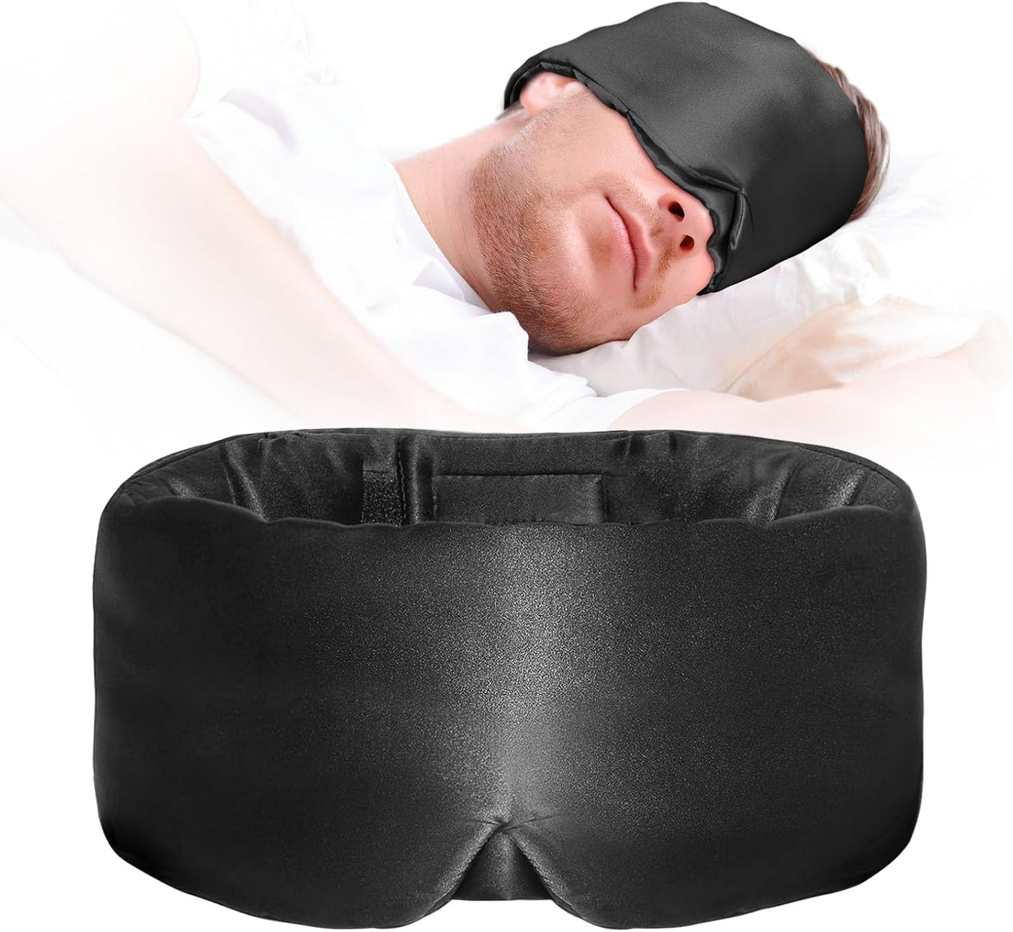 Sleep Mask, Eye Mask Weighted Light Blocking Eye Cover, Travel Mask | Softer Than Silk, Night Sleeping Mask for Women Men, Comfortable Adjustable Band Camel