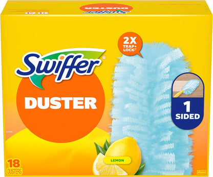 Dusters Refill for Cleaning, Feather & Microfiber Duster Disposable Alternative, for Dusting Furniture, Blinds, Ceiling Fans, Walls, Helps Remove Allergens, New Lemon Scent, 18ct