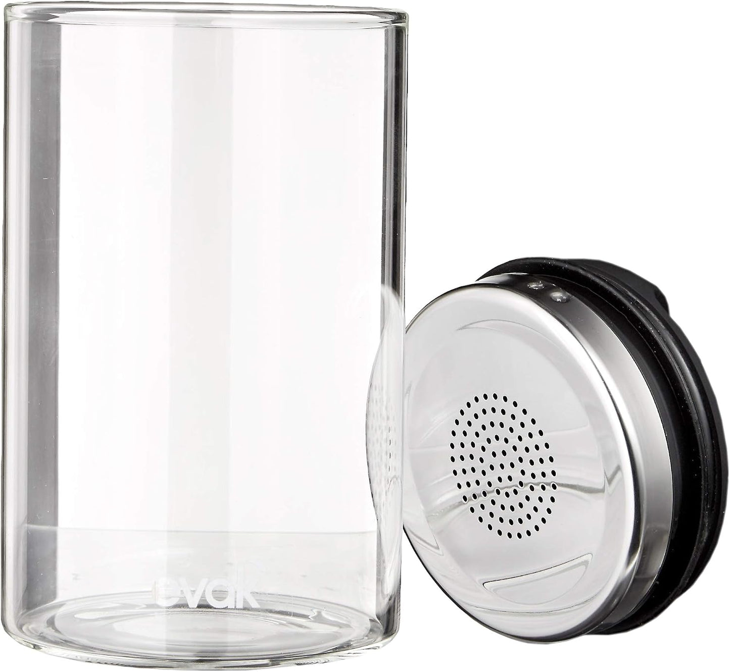 Prepara Evak Fresh Saver Airless Canister, Glass & Stainless, Medium, Soft Touch Black Handle
