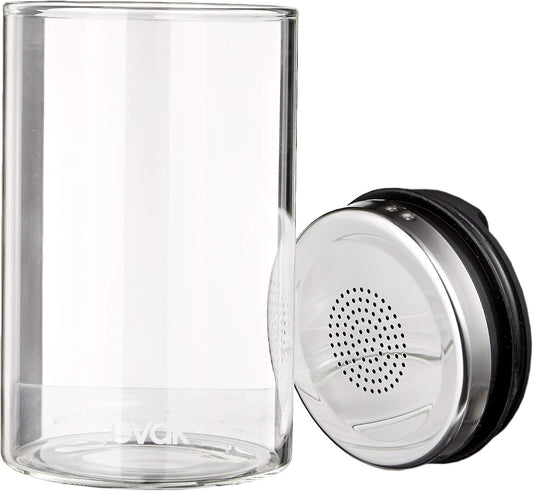 Prepara Evak Fresh Saver Airless Canister, Glass & Stainless, Medium, Soft Touch Black Handle