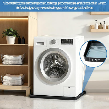 Washing Machine Drain Pan Silicone mat 27"x27" with 0.79" Raised Edges, Leak-Proof Silicone Mat, Non-Slip Waterproof Floor Protector for Washer Dryer (Grey)