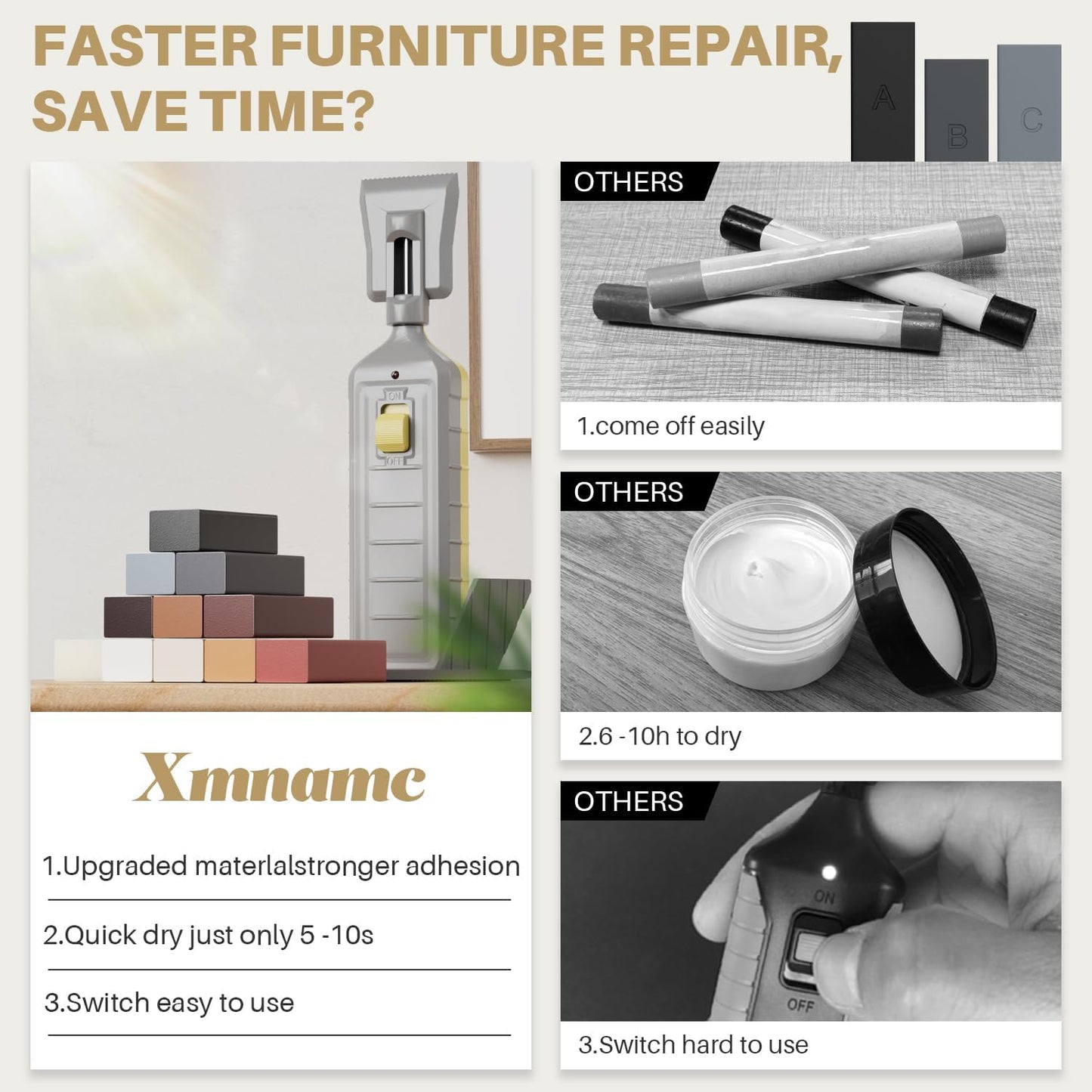 Laminate Vinyl Floor Repair Kit - Set of 22 Wood Floor Wax Furniture Touch Up Markers, Linoleum Repair Kit Cover Up Scratches, Cracks, Stains for Wooden Door, Floor, Table, Cabinet, Desks