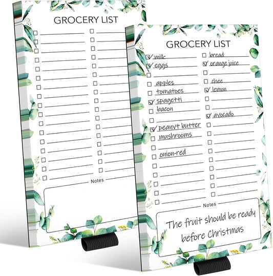 2 PCS Magnetic Grocery List Pads for Fridge, 4.5x7.5 Inches Magnetic Note Pad for Fridge, Grocery List Magnet Pad for Refridge, Magnetics Notepads, Shopping Lists, 60 Pages Per Notepad