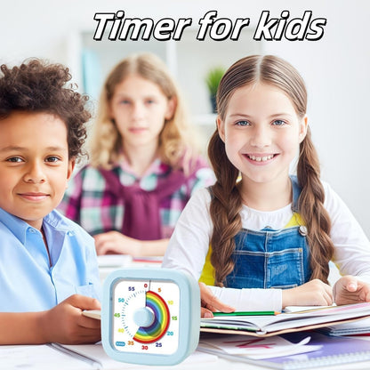 Kids Visual Timer Cute Rainbow - 60 Minute Countdown Timer Time Management for Kids and Adults, Timer for Cooking Classroom Meeting (Blue)