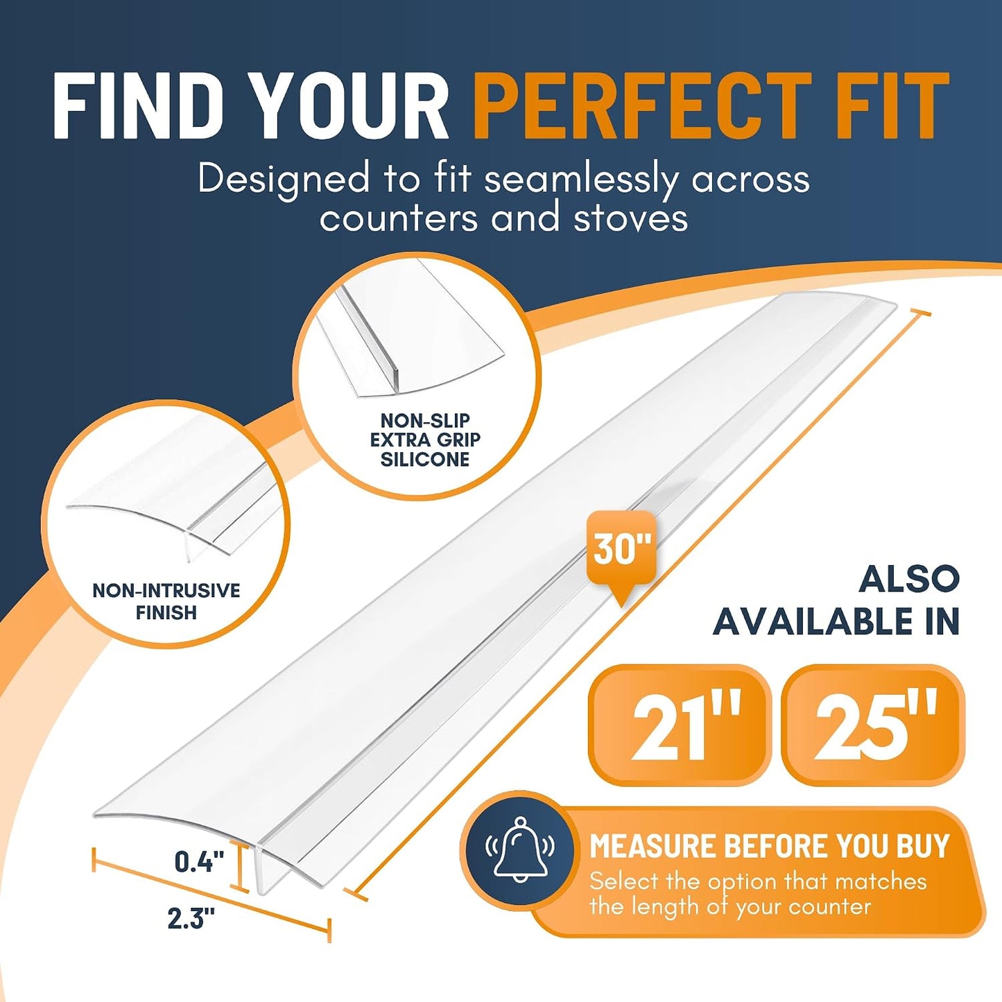 Linda’s Essentials Silicone Stove Gap Covers (2 Pack), Heat Resistant Oven Gap Filler Seals Spaces Between Stovetop and Counter, Easy to Clean Stove Side Guard (30 Inches, Black)