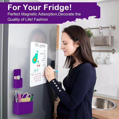 KITANIS Magnetic Pen Holder,2 Pack Magnetic Dry Erase Marker Holder with Generous Compartments,Strong Magnet Storage Marker Pen Pencil Organizer for Refrigerator,Whiteboard,Locker Accessories