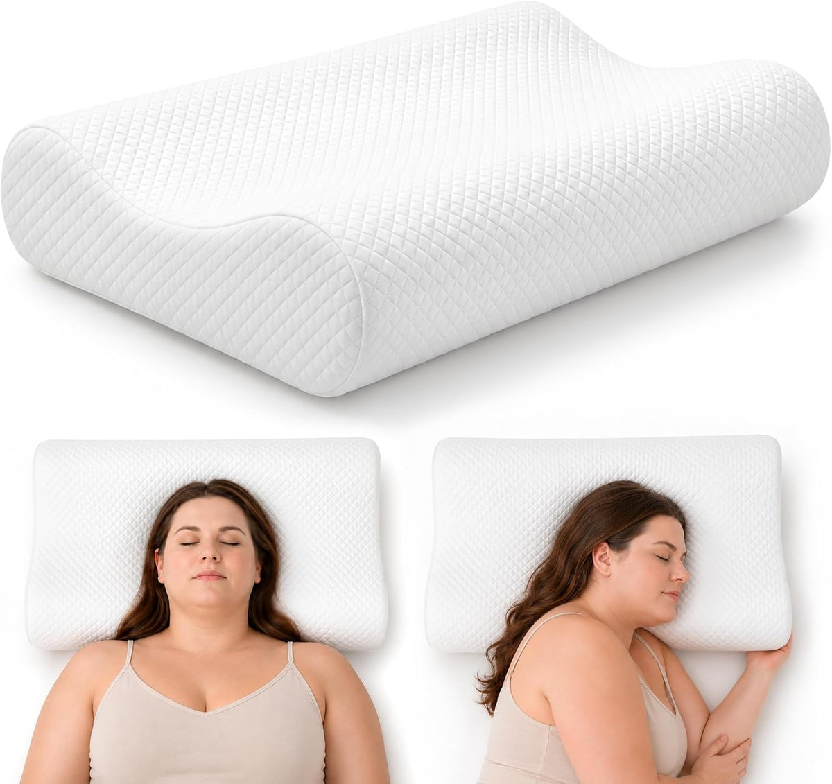 AM AEROMAX Contour Memory Foam Cervical Pillow for Neck Pain Relief, White