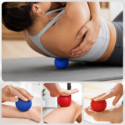 Massage Lacrosse Ball, Spiky Massage Ball, for Deep Tissue, Trigger Point and Myofascial Release, Muscle Knots, and Yoga Therapy (Black-Black)