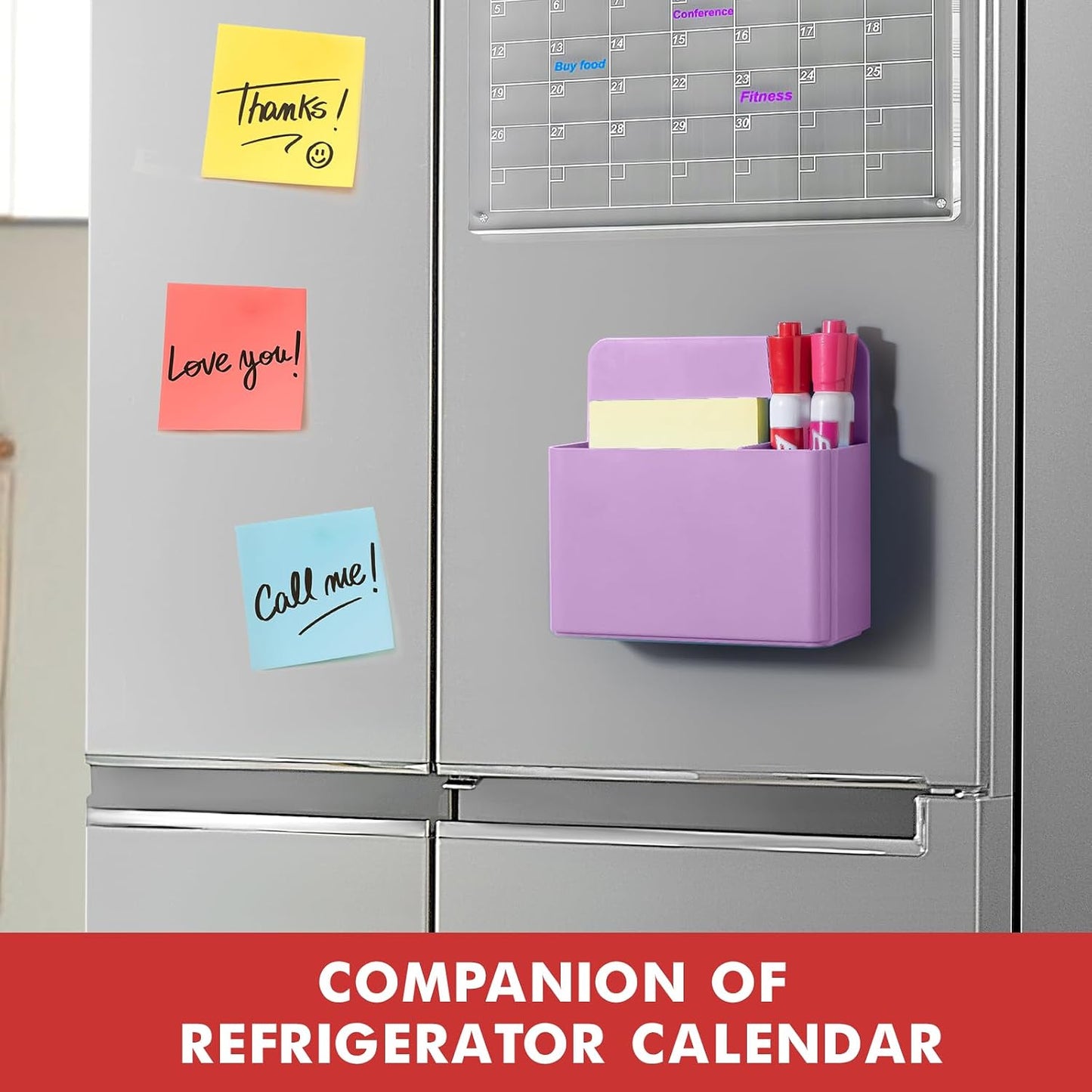 BEYGORM Plastic Magnetic Pen Holder, Powerful Magnet, 2 Pack | Classroom Must Haves, Dry Erase Marker Holder for Whiteboard, School Locker Organizer, Pencil Cup for Refrigerator(Black)