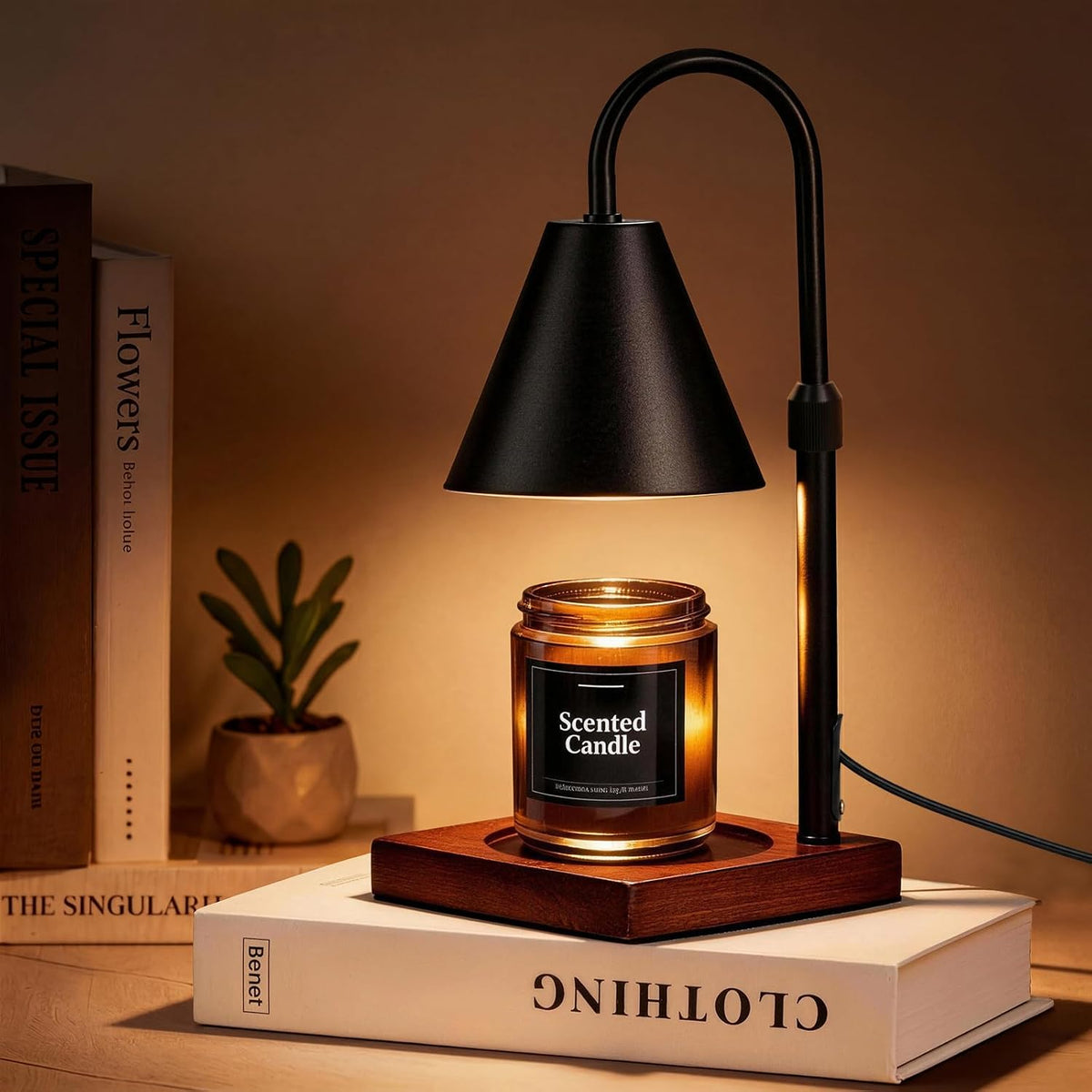 Modern Candle Warmer Lamp with Timer, Dimmable Candle Lamp Warmer, Mothers Day Birthday Gifts for Women Men, Black Candle Warmer, Adjustable Candle Light Warmer, Cozy Living Room Bedroom Home Decor