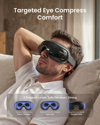 RENPHO Eyeris 3 Eye Massager with Heat and Cooling, Massaging Eye Mask | Voice Control, Vibration & Compression Massager for Dry Eyes & Head Tension, FSA Eligible HSA, Gifts for Women & Men