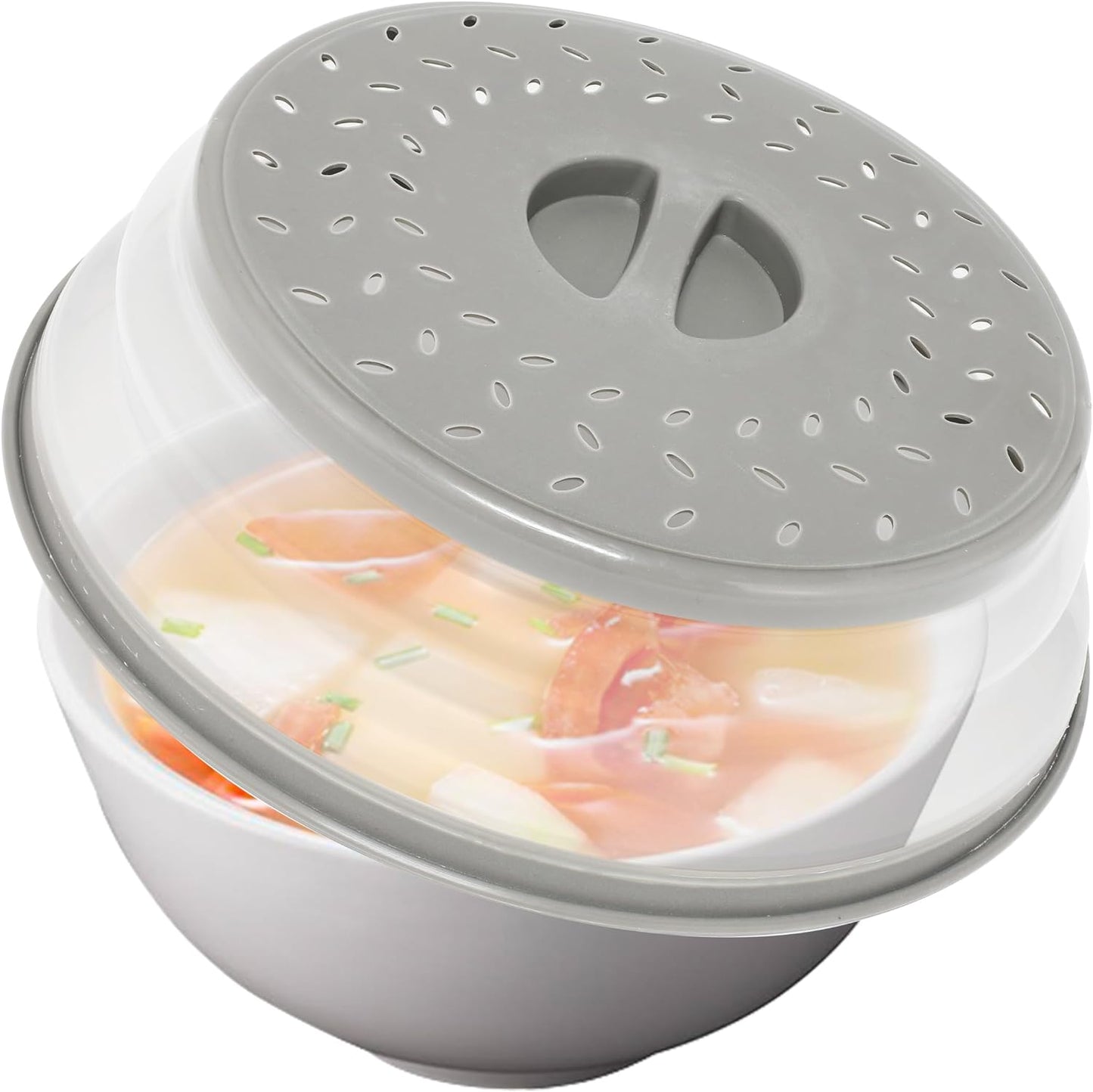 Collapsible Microwave Food Cover, Splatter Guard,Vented Microwave Lid for Food, BPA free TPR, Dishwasher safe，12inch,Grey