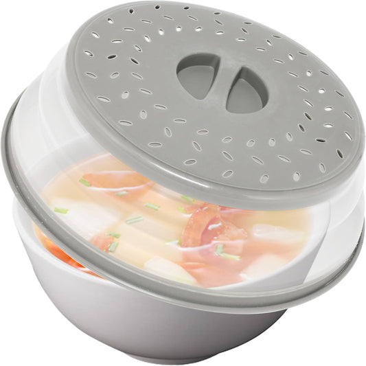 Collapsible Microwave Food Cover, Splatter Guard,Vented Microwave Lid for Food, BPA free TPR, Dishwasher safe，12inch,Grey