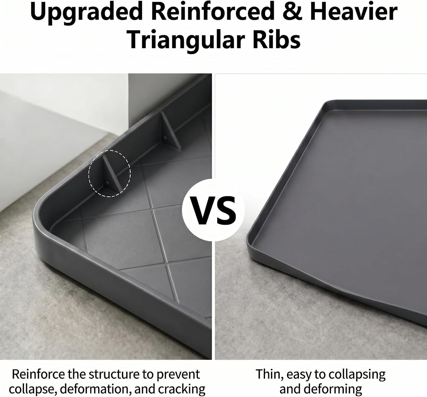32"x30" Washing Machine Pan Silicone Mat, Upgraded 1" Raised Edges | Non-Slip Waterproof Washer Drip Tray for Under Washer & Dryer,Anti-Vibration Floor Protector for Refrigerator,Water Dispenser