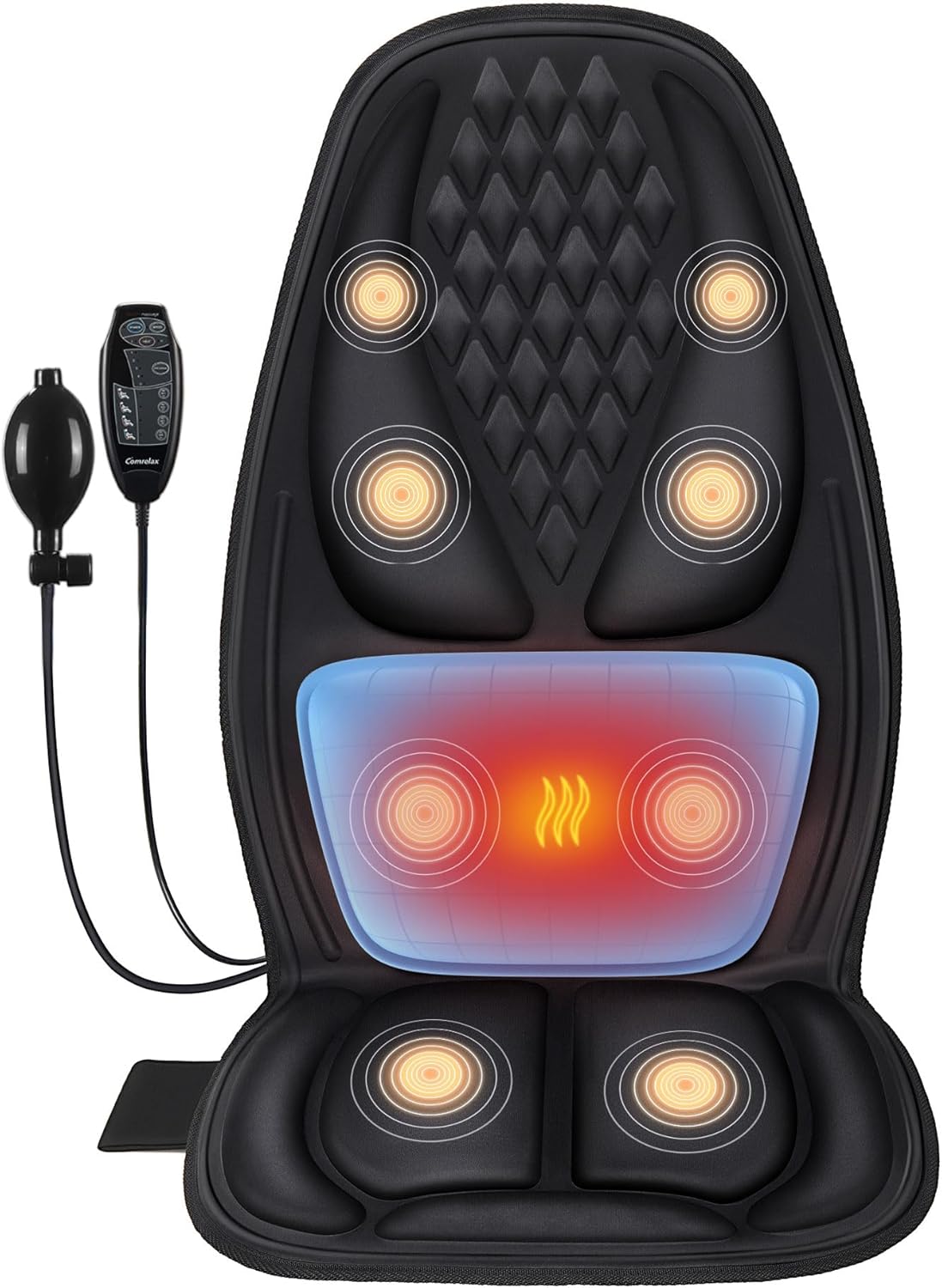 Vibration Massage Seat Cushion with Lumbar Heat, 8-Motor Back and Seat Massager Pad, Manual Lumbar Support, 9 Modes and 3 Intensities for Office Chair, Sofa and Recliner